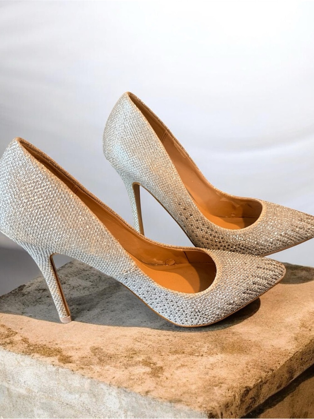 Aldo Ivory Sparkle Pointed-Toe Stiletto Pumps